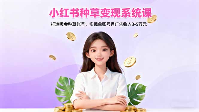 小红书种草变现系统课：打造吸金种草账号，实现单账号月广告收入3-5万元-幼小初高学社