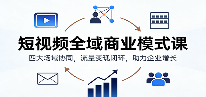 短视频全域商业模式课：四大场域协同，流量变现闭环，助力企业增长-幼小初高学社