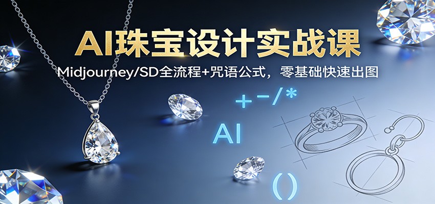 AI珠宝设计实战课：Midjourney/SD全流程+咒语公式，零基础快速出图-幼小初高学社