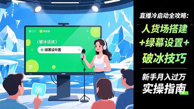 直播冷启动全攻略:人货场搭建+绿幕设置+破冰技巧，新手月入过万实操指南-幼小初高学社