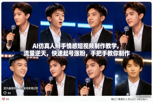 AI仿真人辩手情感短视频制作教学，流量逆天，快速起号涨粉，手把手教你制作-幼小初高学社