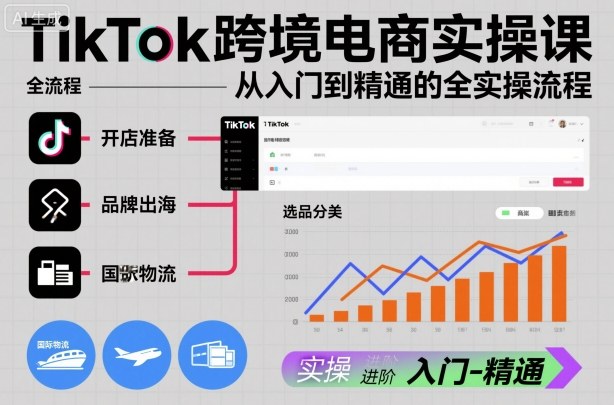 TikTok跨境电商实操课,从入门到精通的全实操流程-幼小初高学社