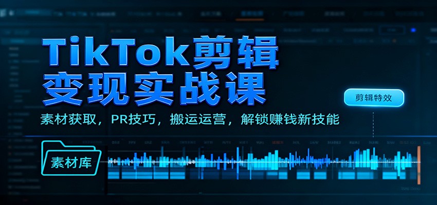 TikTok剪辑变现实战课：素材获取，PR技巧，搬运运营，解锁赚钱新技能-幼小初高学社