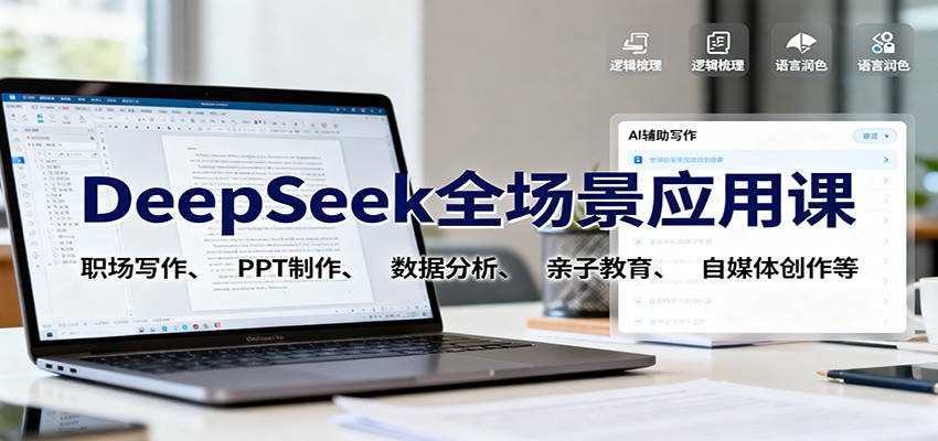 DeepSeek全场景应用课：职场写作、 PPT制作、数据分析、亲子教育、自媒体创作等-幼小初高学社
