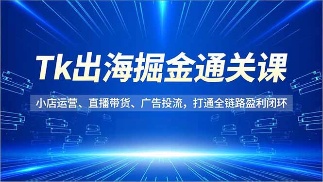 Tk出海掘金通关课，小店运营、直播带货、广告投流，打通全链路盈利闭环-幼小初高学社