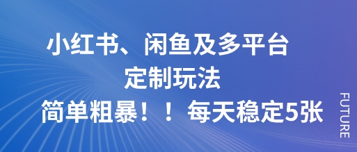 小红书、闲鱼及多平台定制玩法简单粗暴！每天稳定5张-幼小初高学社